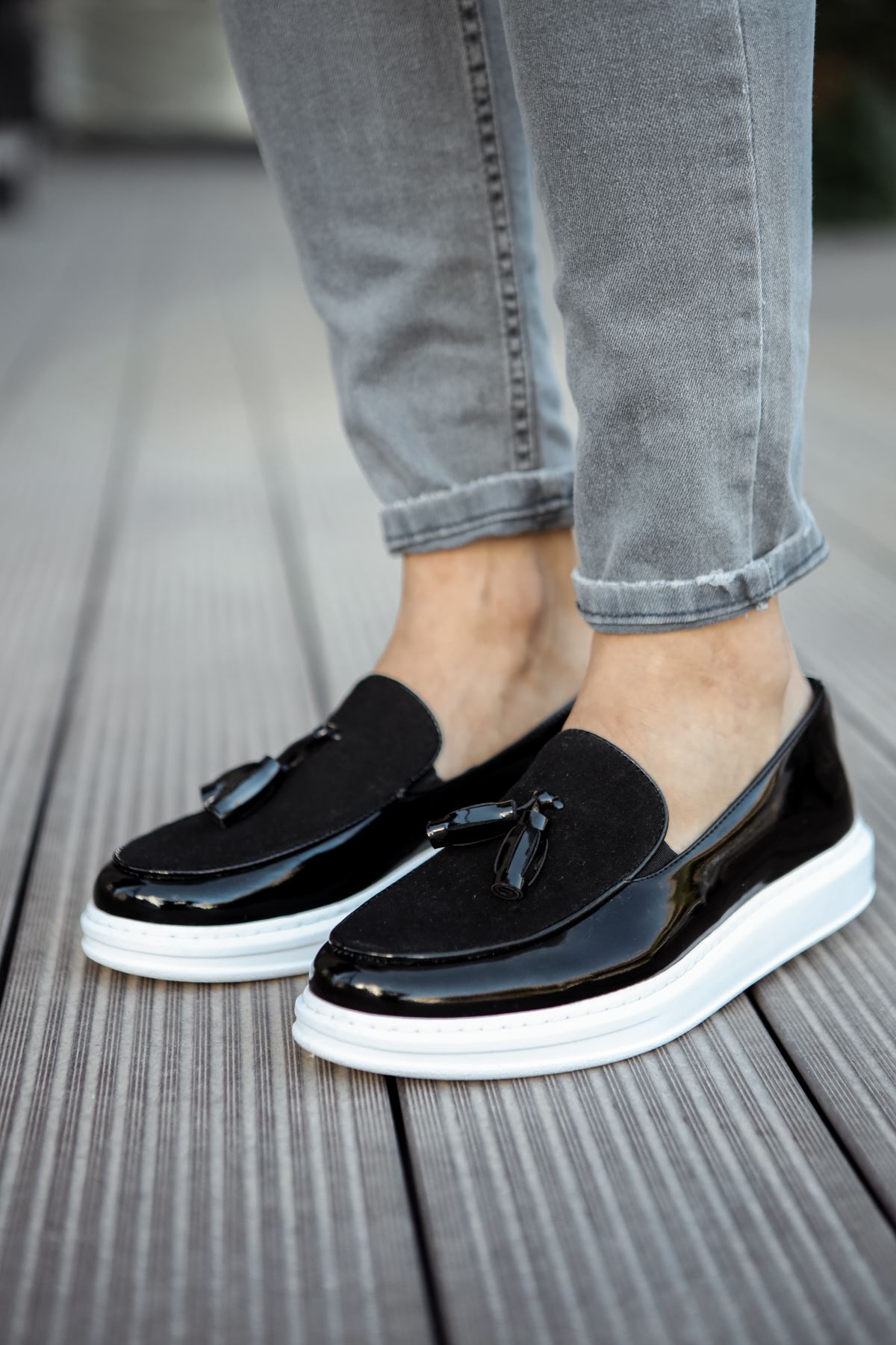 CH002 - RBT Loafer Verniciata Erkek Ayakkabı SIYAH