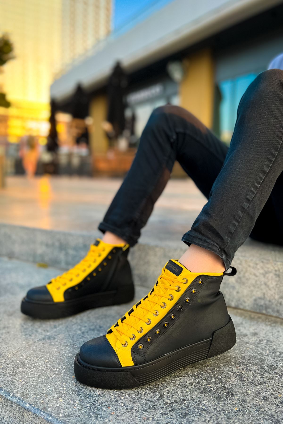 CH167 - GST Blazer Erkek Bot SIYAH - SARI