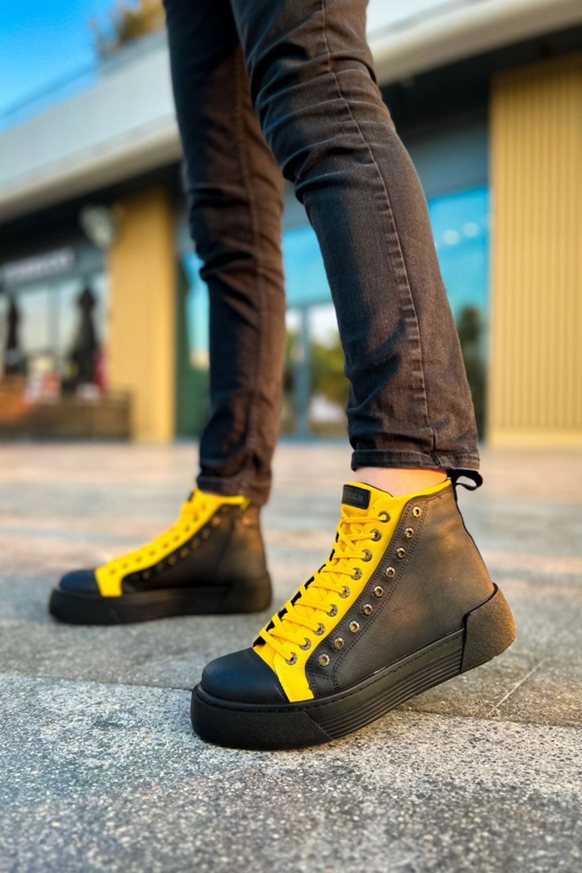 CH167 - GST Blazer Erkek Bot SIYAH - SARI