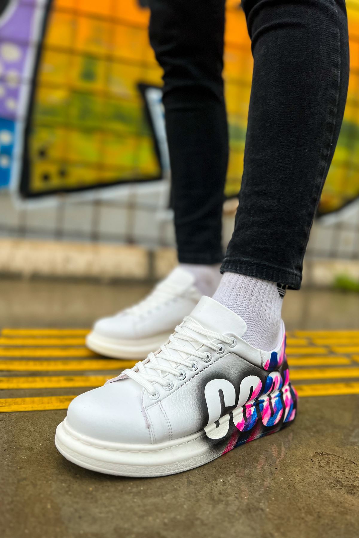 CH254 - CBT Pittura Erkek Ayakkabı 486 PEMBE / MAVI COOL
