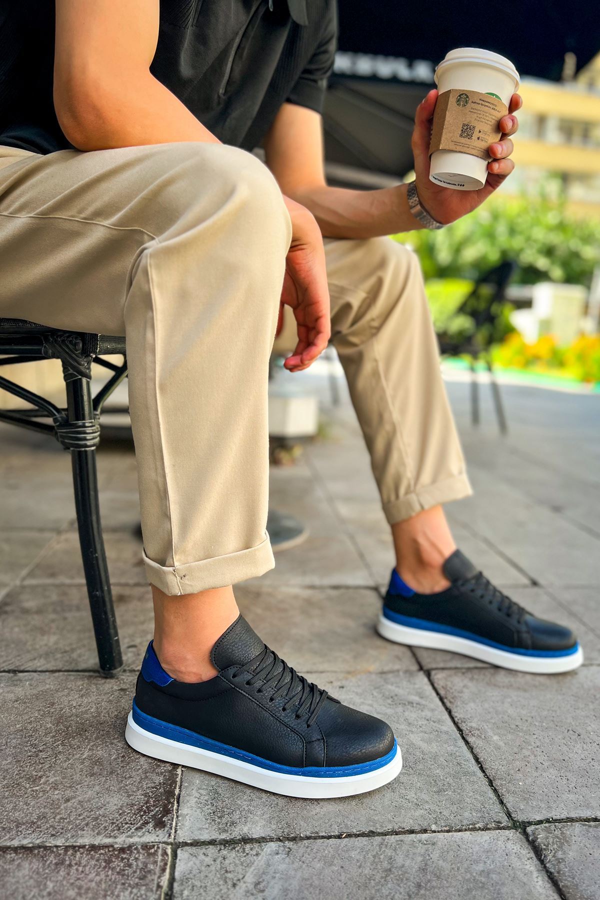CH979 - Santoni GBT Spor Erkek Ayakkabı SIYAH/MAVI