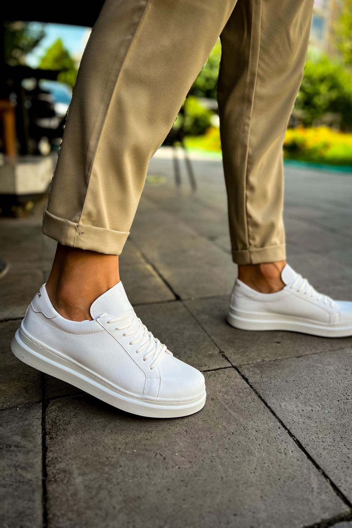 CH979 - Santoni CRT Spor Erkek Ayakkabı BEYAZ
