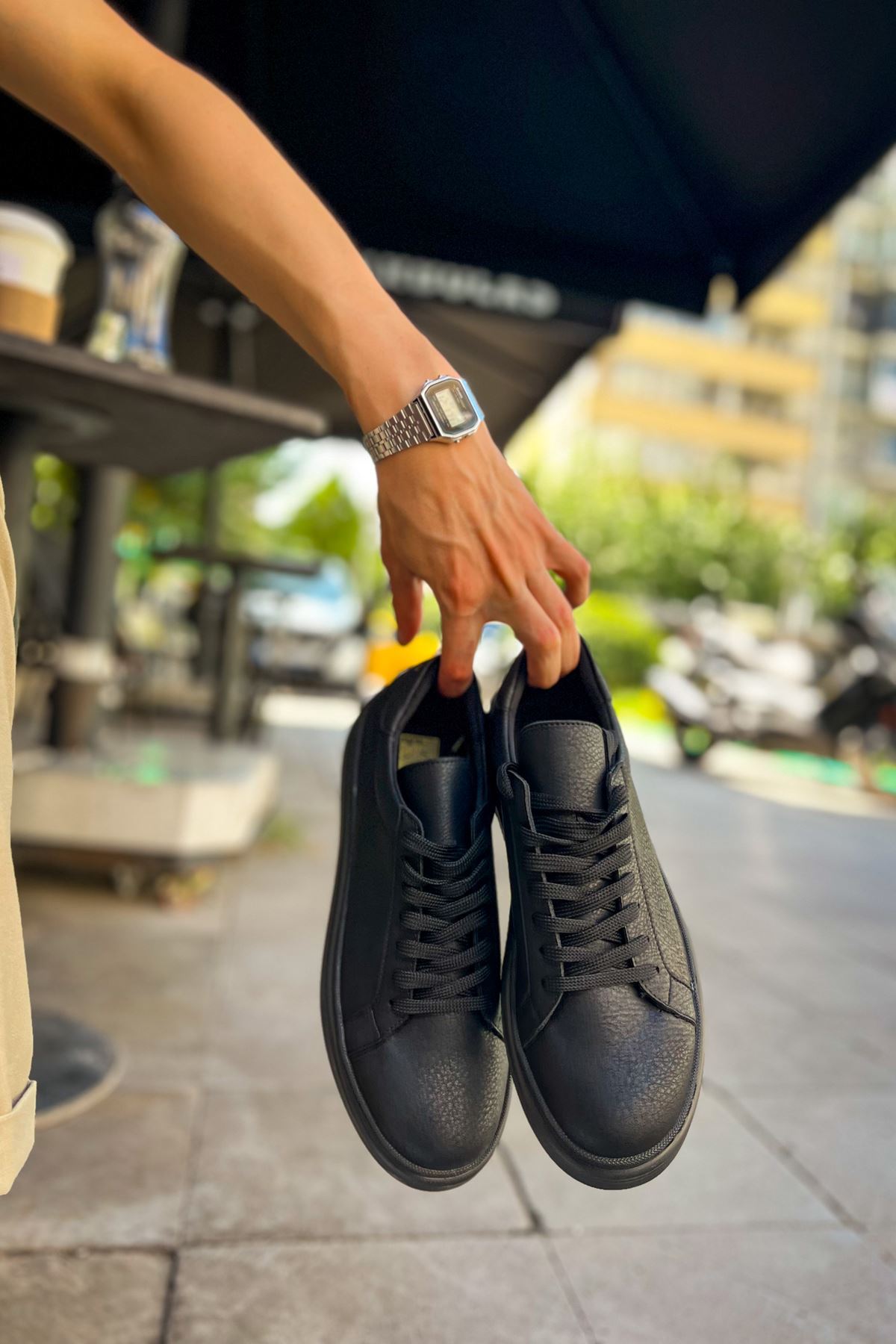 CH979 - Santoni CRT Spor Erkek Ayakkabı SIYAH