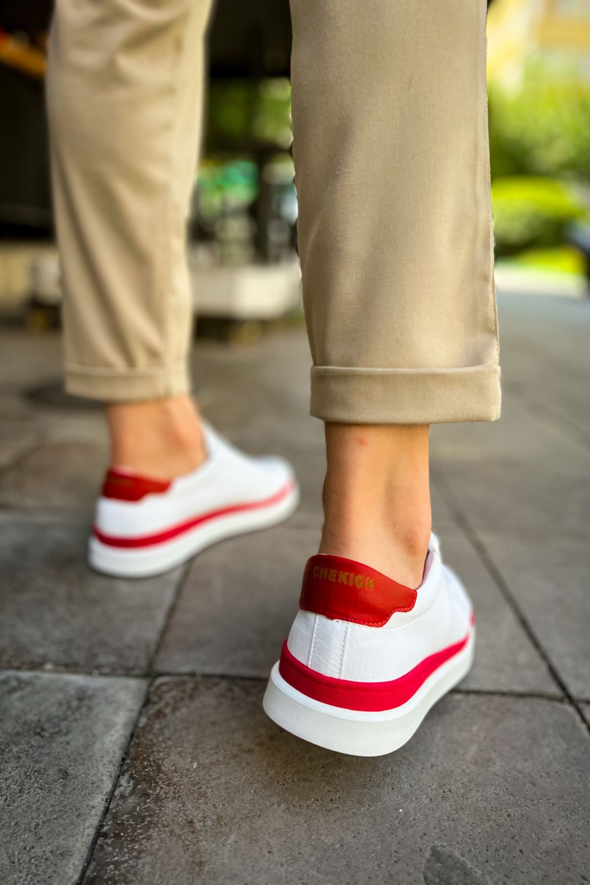 CH979 - Santoni GBT Spor Erkek Ayakkabı BEYAZ/KIRMIZI