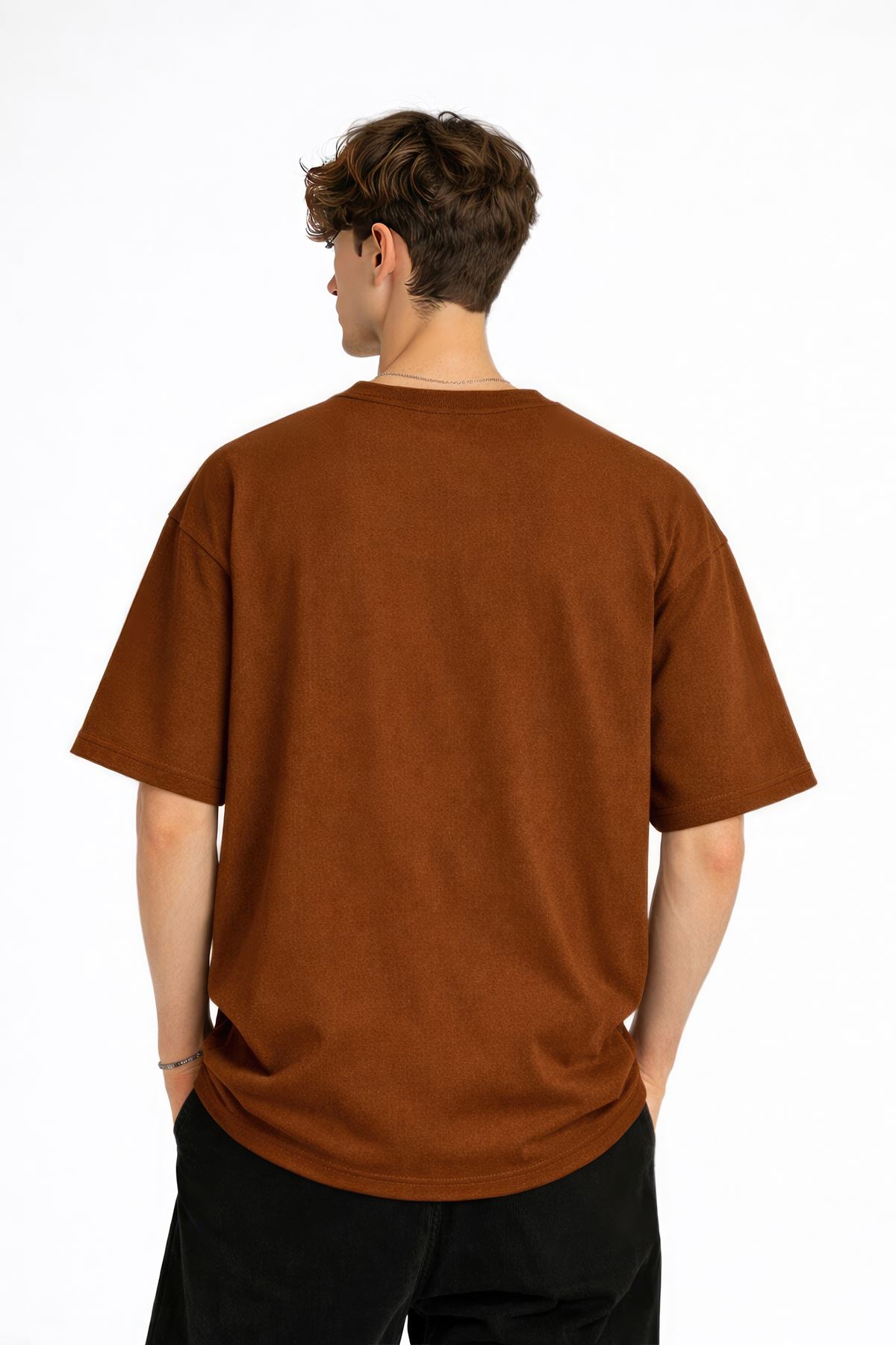 Freedom - Oversize Erkek Tişört KAHVE