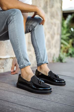 CH002 - RST Loafer Verniciata Erkek Ayakkabı SIYAH