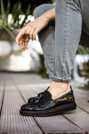 CH002 - RST Loafer Verniciata Erkek Ayakkabı SIYAH
