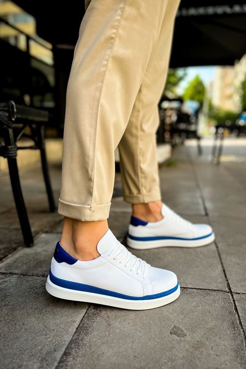 CH979 - Santoni GBT Spor Erkek Ayakkabı BEYAZ/MAVI